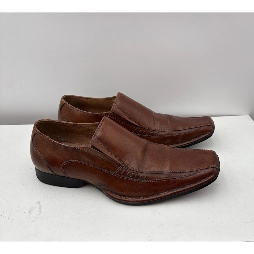 Brown Leather Aldo Men Shoes Square Toe Classic Slip on Casual Sz 39 US~6.5/7